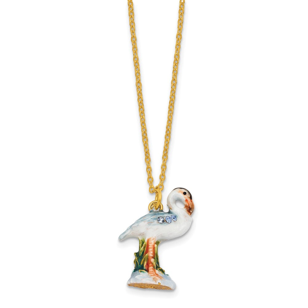 Luxury Giftware Bejeweled SHELDON Heron Trinket Box with Matching 18 inch Necklace
