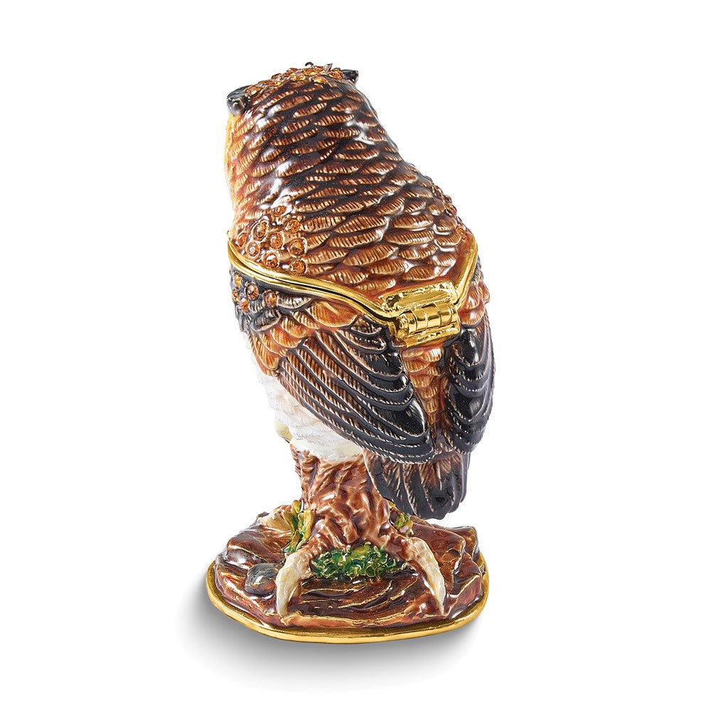 Luxury Giftware Bejeweled BRODWIN Owl Trinket Box with Matching 18 inch Necklace