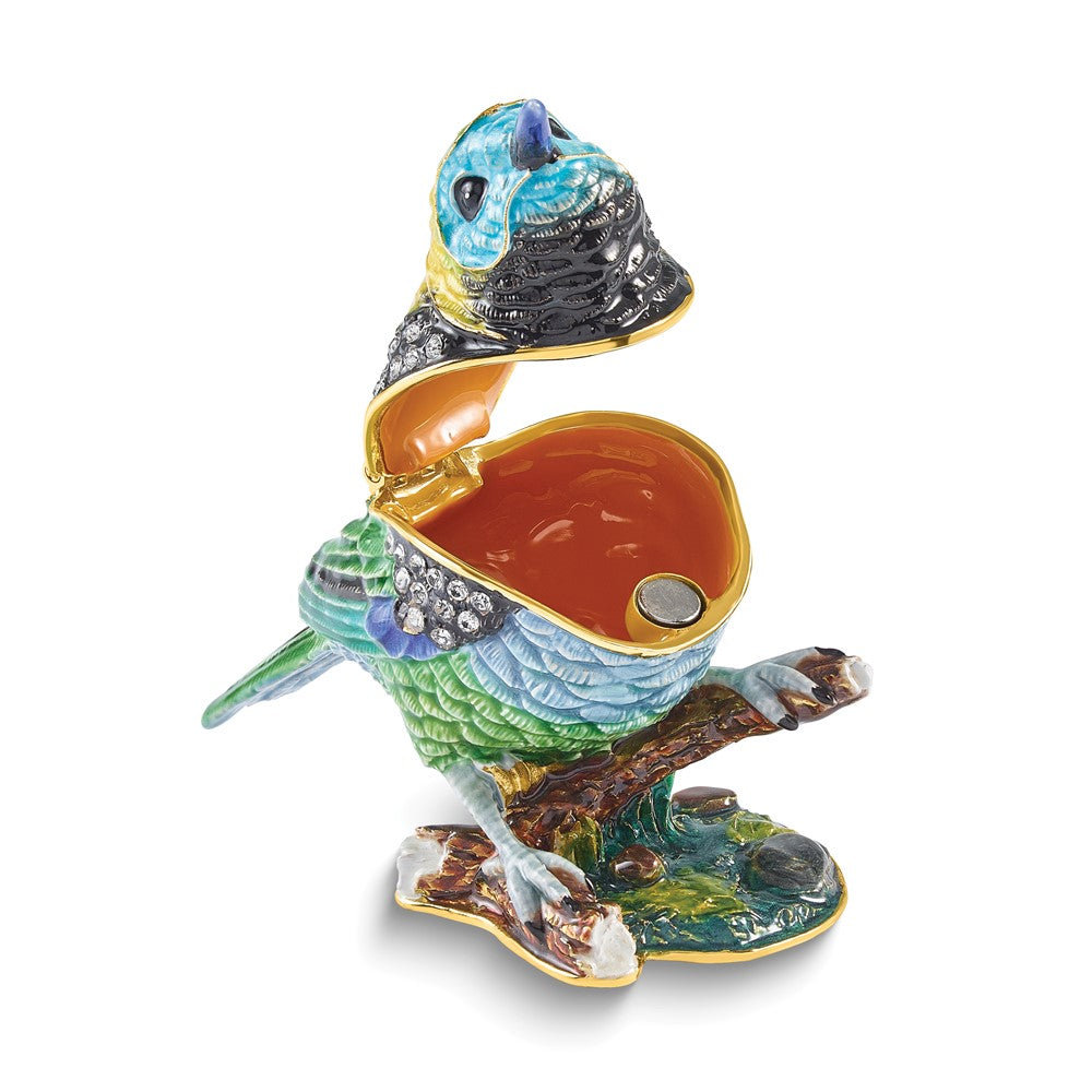 Luxury Giftware Bejeweled MELODIE Tanager Bird Trinket Box with Matching 18 inch Necklace