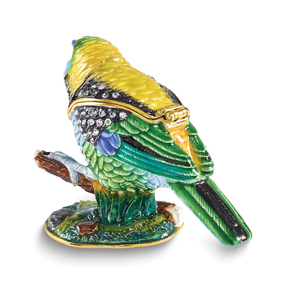 Luxury Giftware Bejeweled MELODIE Tanager Bird Trinket Box with Matching 18 inch Necklace