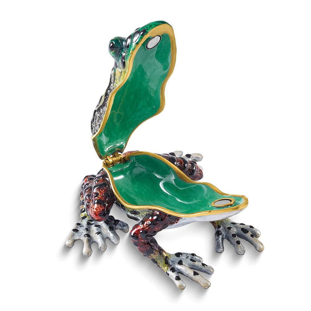 Luxury Giftware Bejeweled FERGUSON Frog Trinket Box with Matching 18 inch Necklace