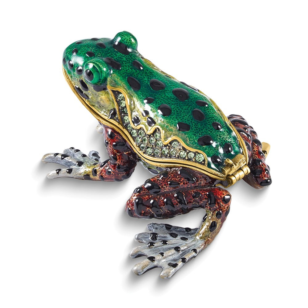 Luxury Giftware Bejeweled FERGUSON Frog Trinket Box with Matching 18 inch Necklace