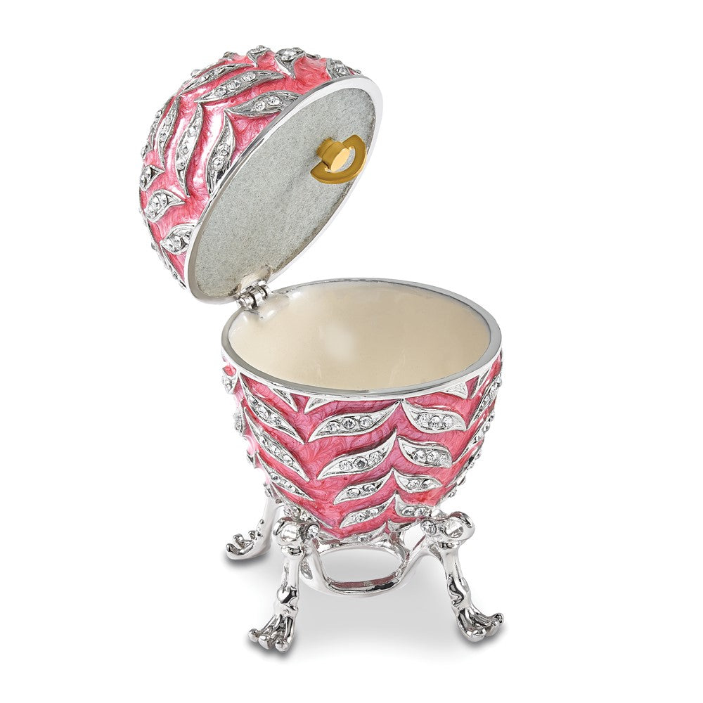 Luxury Giftware Bejeweled LUSCIOUS PINK Musical Egg Trinket Box with Matching 18 inch Necklace