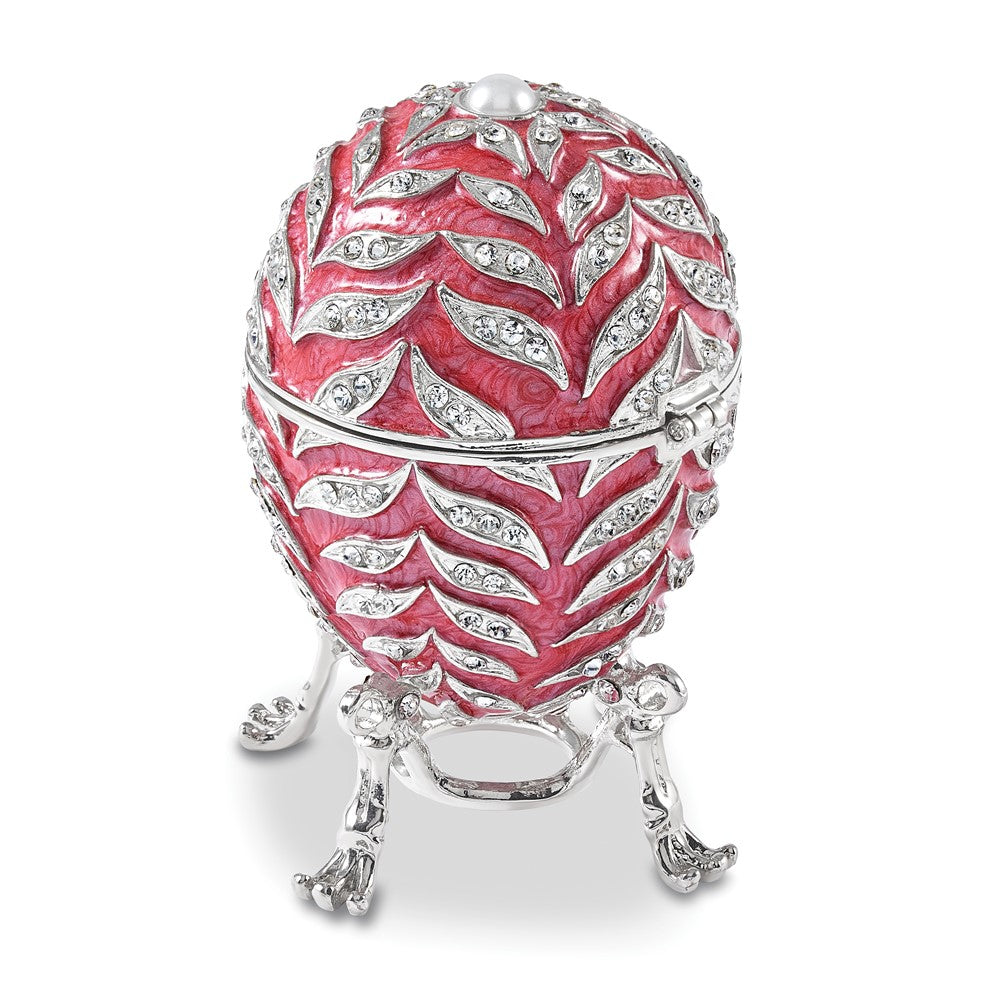 Luxury Giftware Bejeweled LUSCIOUS PINK Musical Egg Trinket Box with Matching 18 inch Necklace