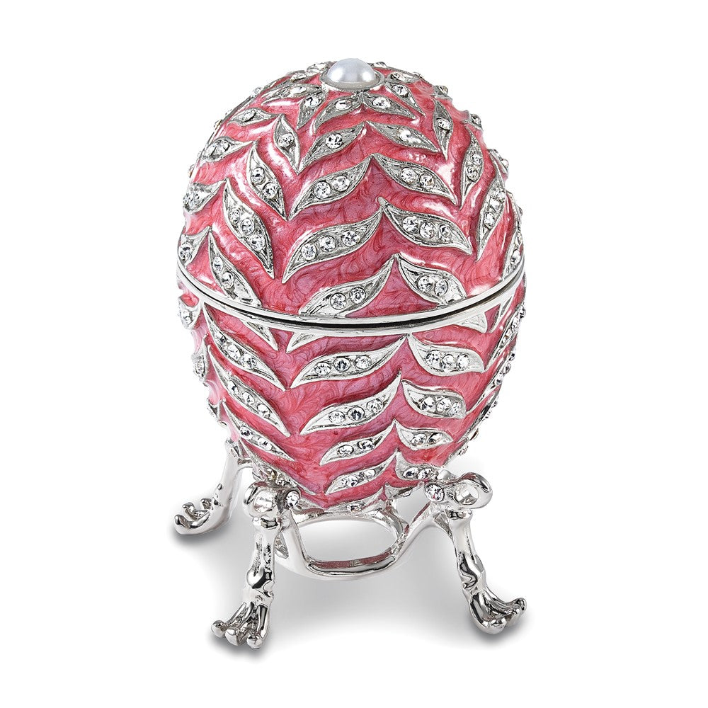 Luxury Giftware Bejeweled LUSCIOUS PINK Musical Egg Trinket Box with Matching 18 inch Necklace