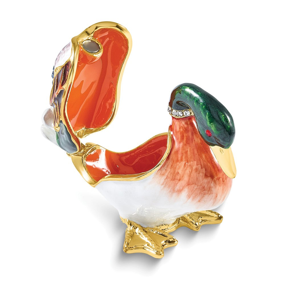 Luxury Giftware Bejeweled BILL Duck Trinket Box with Matching 18 inch Necklace