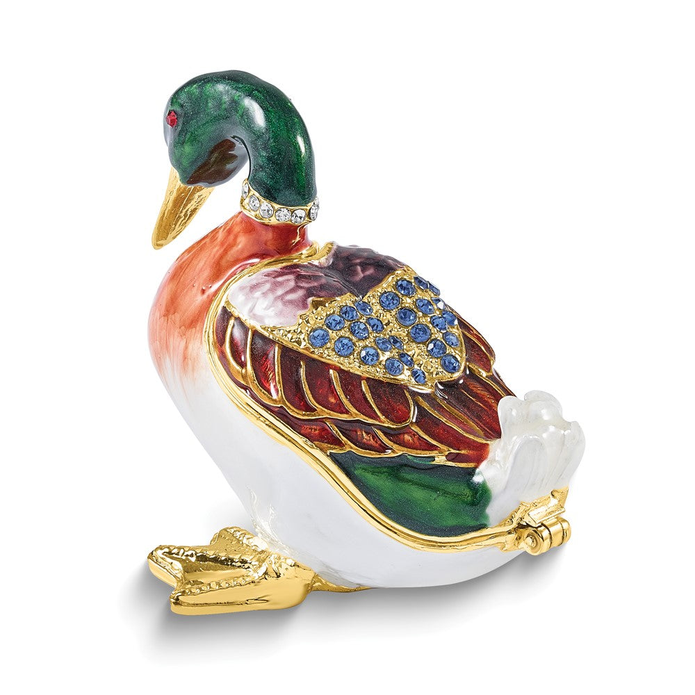 Luxury Giftware Bejeweled BILL Duck Trinket Box with Matching 18 inch Necklace