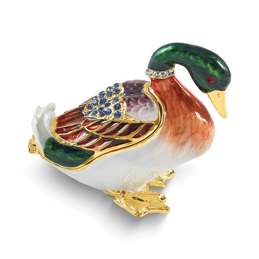 Luxury Giftware Bejeweled BILL Duck Trinket Box with Matching 18 inch Necklace