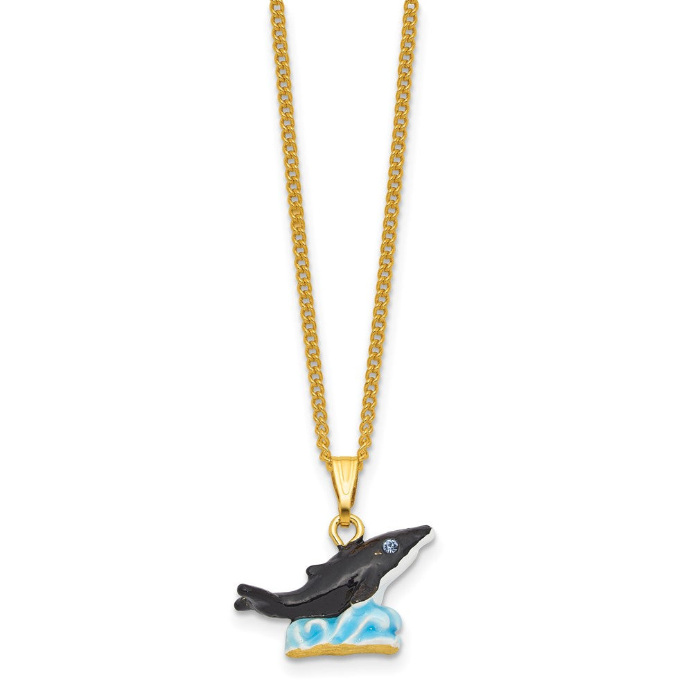Luxury Giftware Bejeweled ONYX Killer Whale Trinket Box with Matching 18 inch Necklace