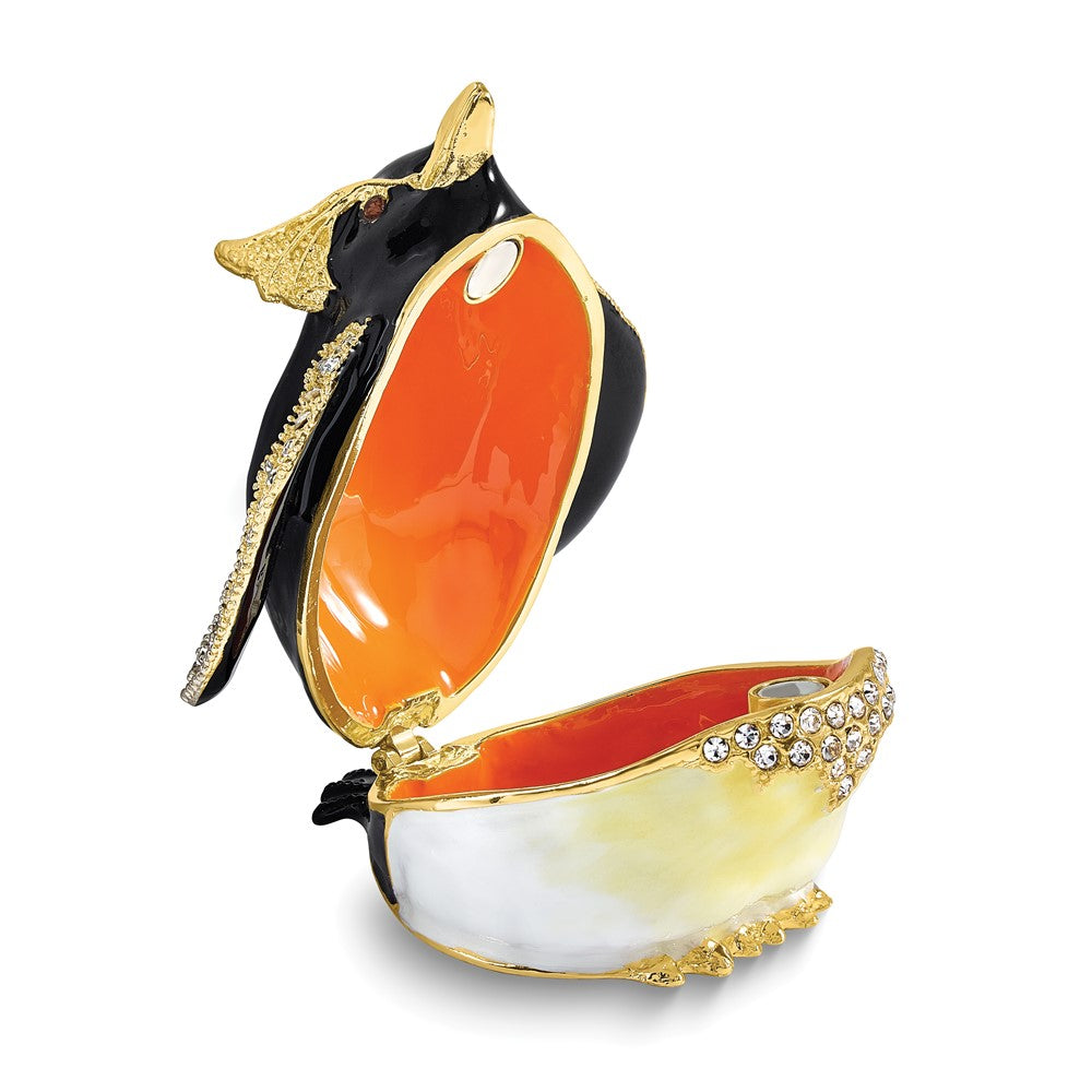 Luxury Giftware Bejeweled RUBBLE Rockhopper Penguin Trinket Box with Matching 18 inch Necklace
