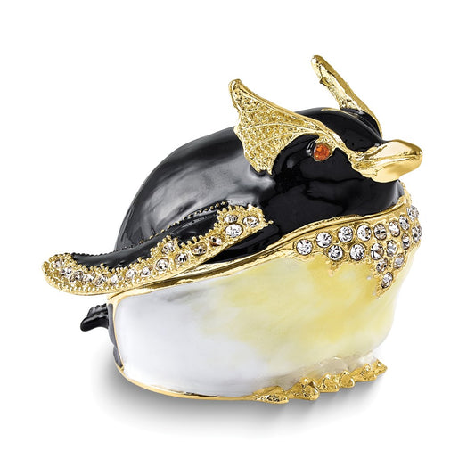 Luxury Giftware Bejeweled RUBBLE Rockhopper Penguin Trinket Box with Matching 18 inch Necklace