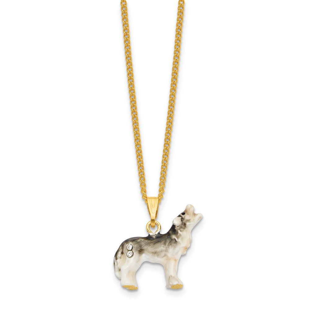 Luxury Giftware Bejeweled ROAN Wolf Trinket Box with Matching 18 inch Necklace