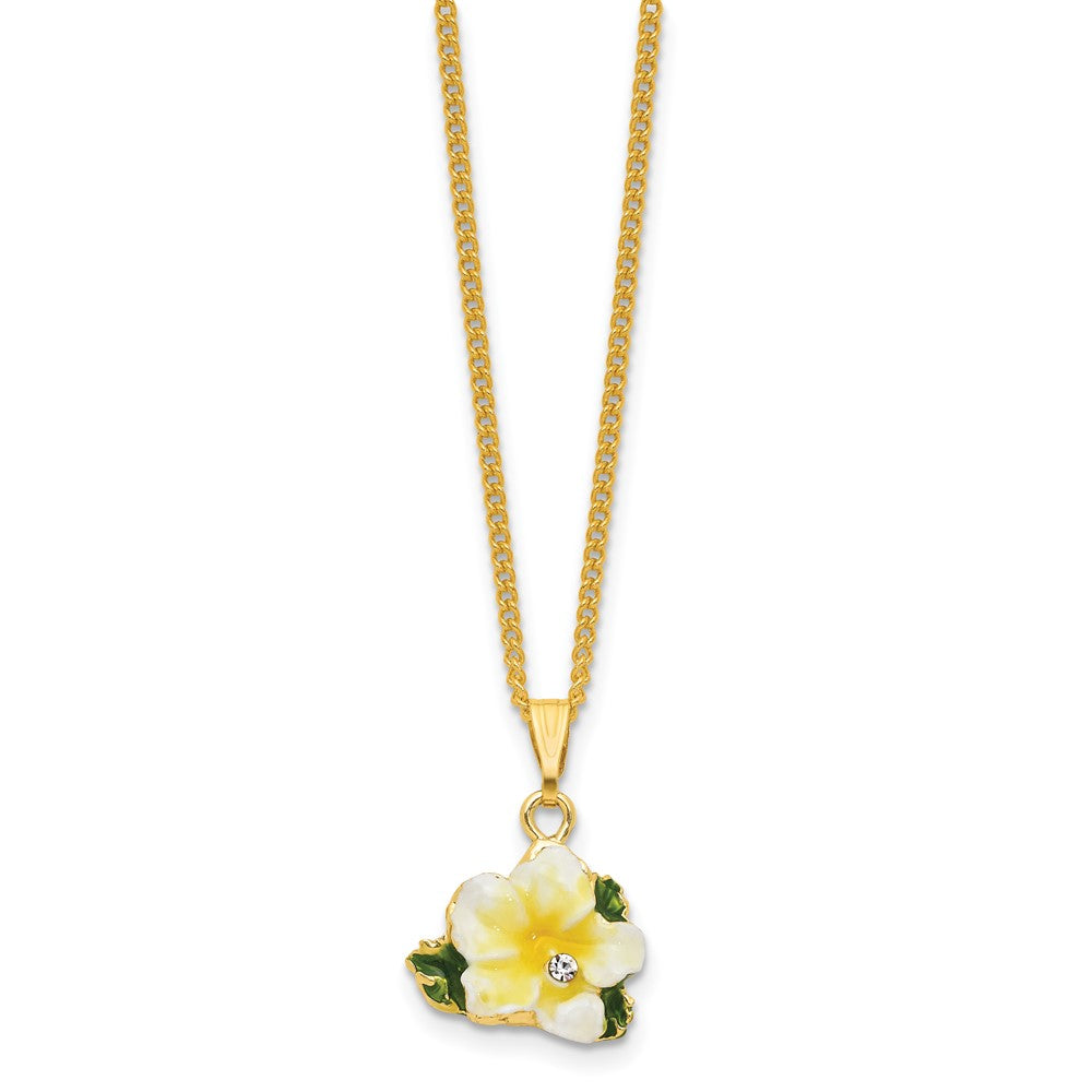 Luxury Giftware Bejeweled LILY DREAMS Lily On Blue Trinket Box with Matching 18 inch Necklace