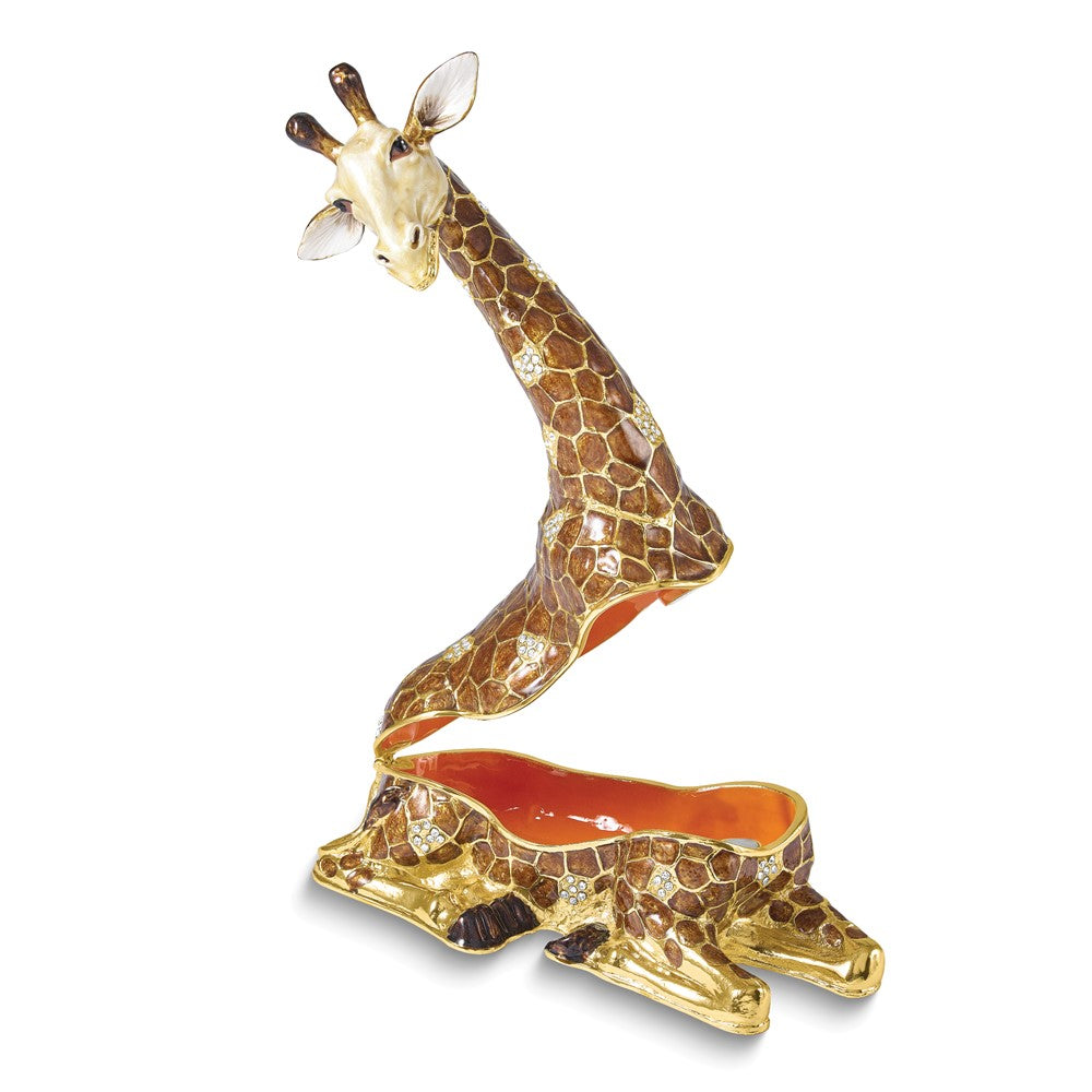 Luxury Giftware Bejeweled ZEKE Giraffe Large Trinket Box with Matching 18 inch Necklace