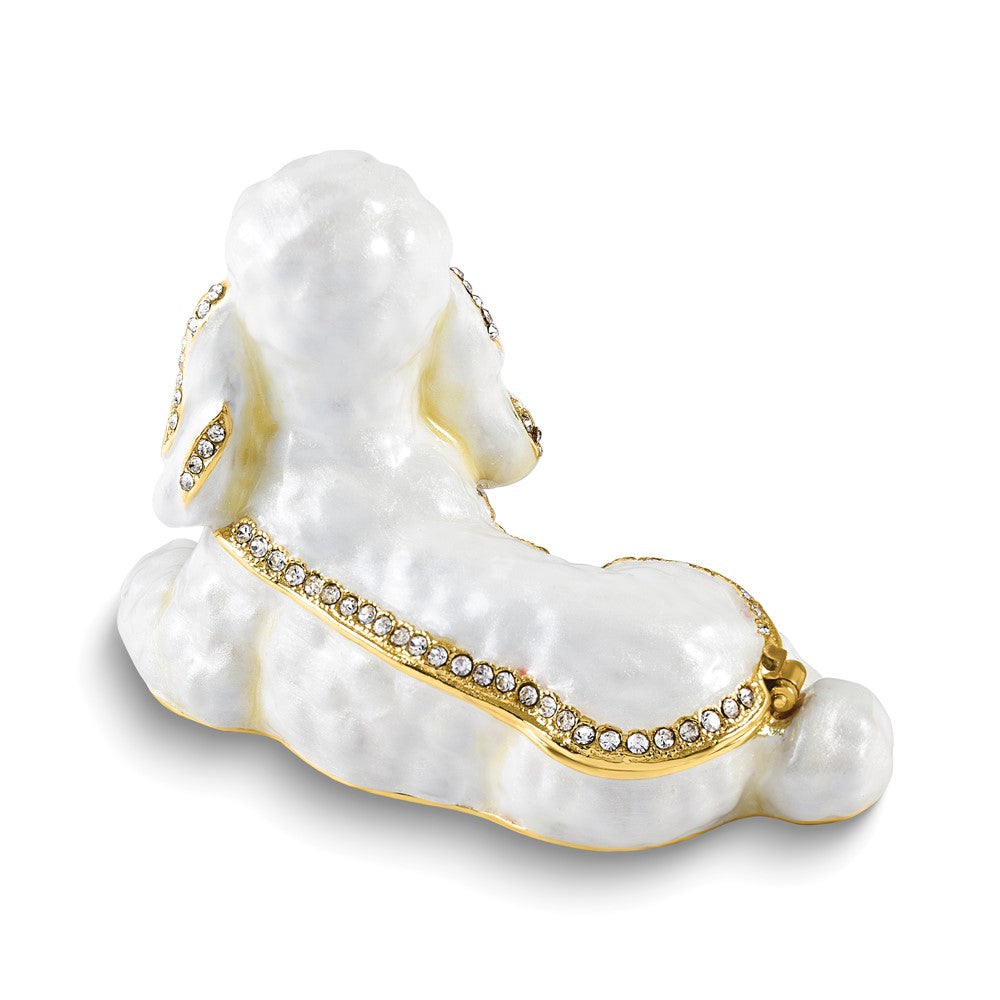 Luxury Giftware Bejeweled BERNADETTE White Poodle Trinket Box with Matching 18 inch Necklace