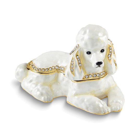 Luxury Giftware Bejeweled BERNADETTE White Poodle Trinket Box with Matching 18 inch Necklace