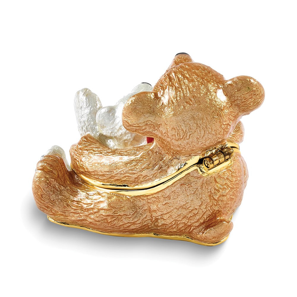 Luxury Giftware Bejeweled NOBLE AND TRUSTY Teddy Bears Trinket Box with Matching 18 inch Necklace