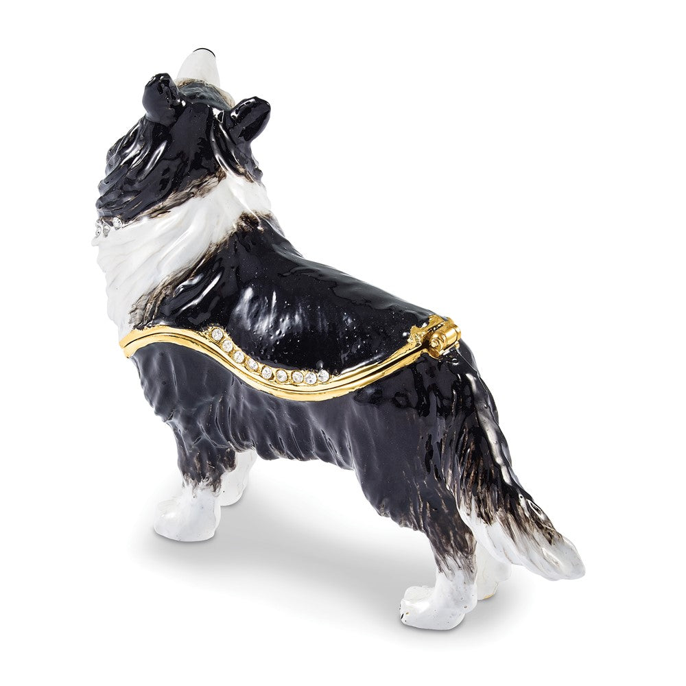 Luxury Giftware Bejeweled RANGER Rough Collie Dog Trinket Box with Matching 18 inch Necklace