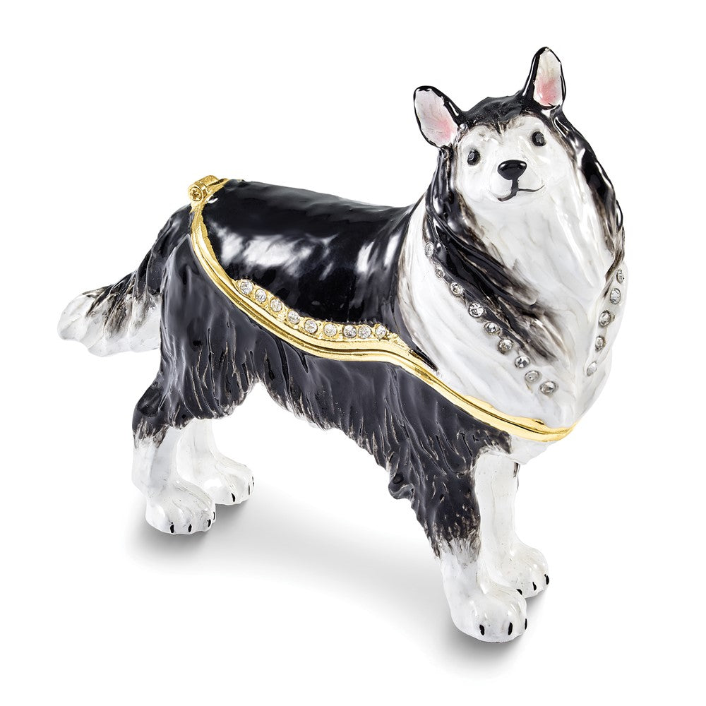 Luxury Giftware Bejeweled RANGER Rough Collie Dog Trinket Box with Matching 18 inch Necklace