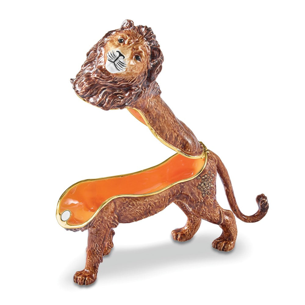 Luxury Giftware Bejeweled JABARI Lion Trinket Box with Matching 18 inch Necklace