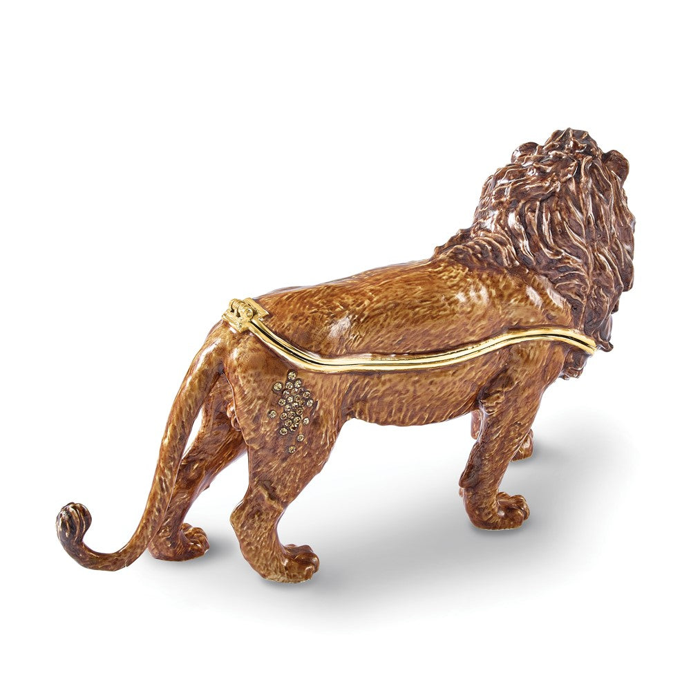 Luxury Giftware Bejeweled JABARI Lion Trinket Box with Matching 18 inch Necklace