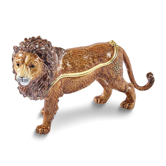 Luxury Giftware Bejeweled JABARI Lion Trinket Box with Matching 18 inch Necklace