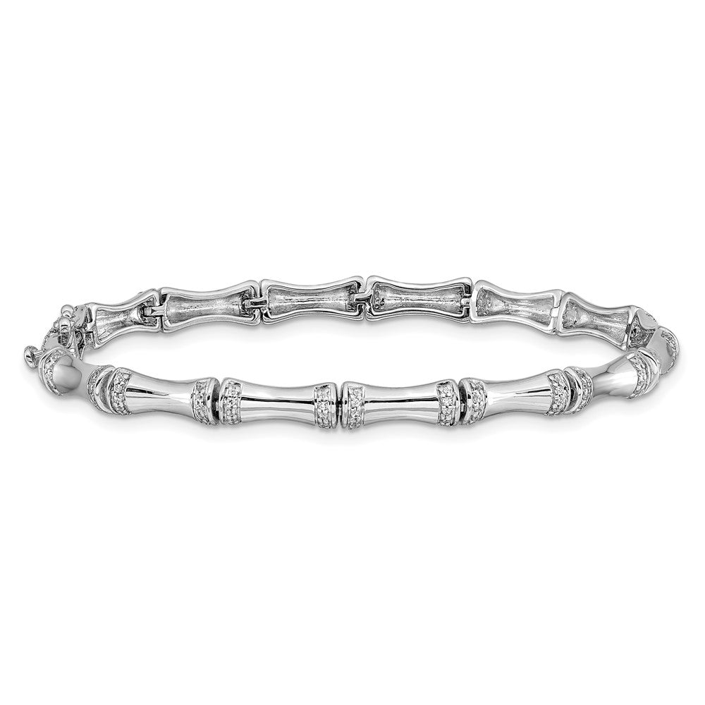 14k White Gold Diamond Bamboo Design Bracelet