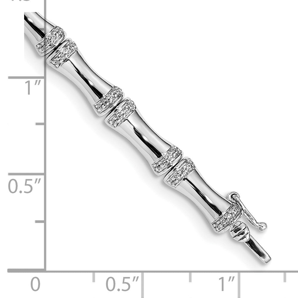 14k White Gold Diamond Bamboo Design Bracelet