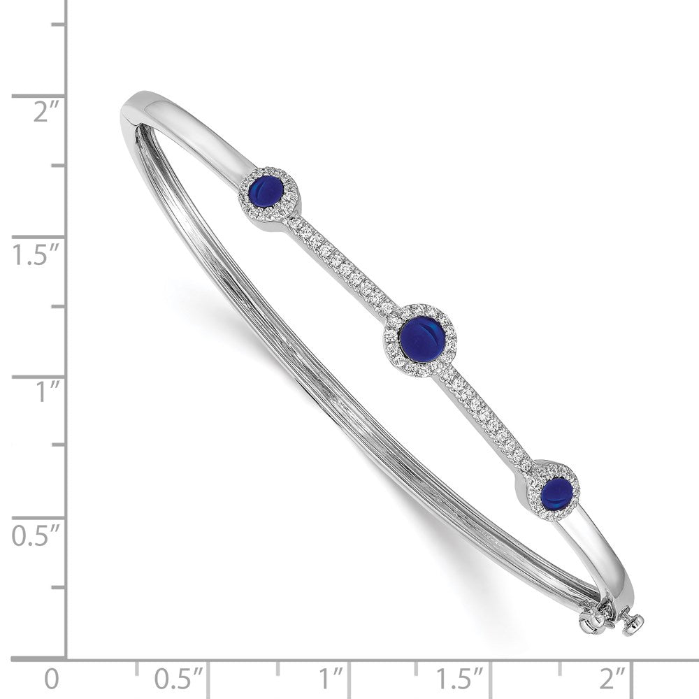 14k White Gold Diamond and Cabochon Sapphire Bangle