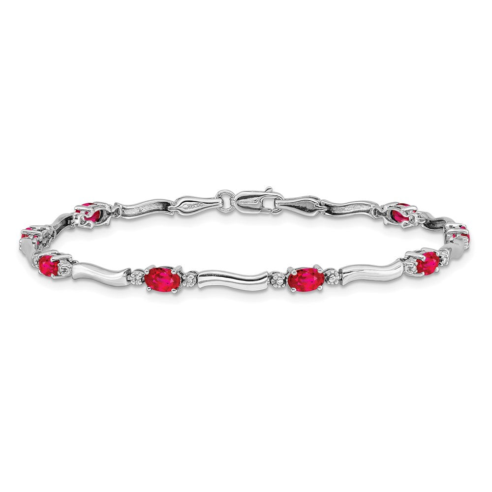14k White Gold Diamond and Ruby Bracelet