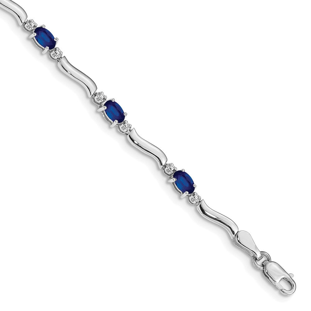14k White Gold Diamond and Sapphire Bracelet