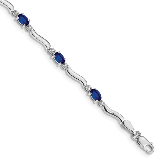 14k White Gold Diamond and Sapphire Bracelet