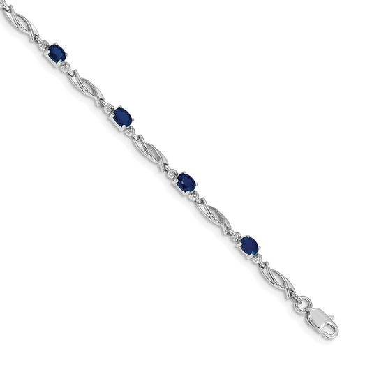 14k White Gold Diamond and Sapphire Bracelet