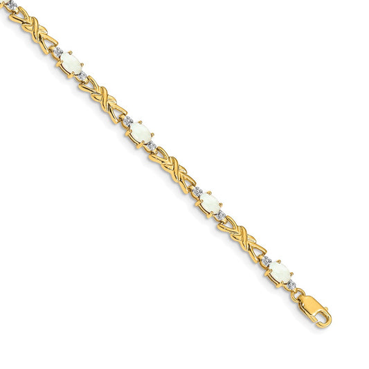 14k Diamond and Oval Opal Bracelet