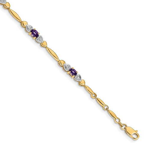 14k Diamond and Amethyst Bracelet
