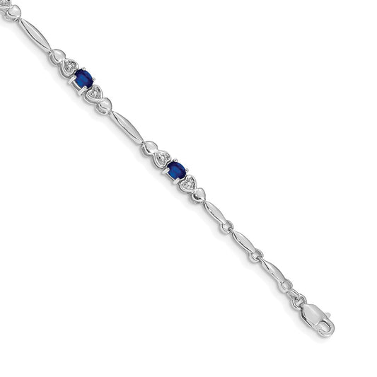 14k White Gold Diamond and Sapphire Bracelet