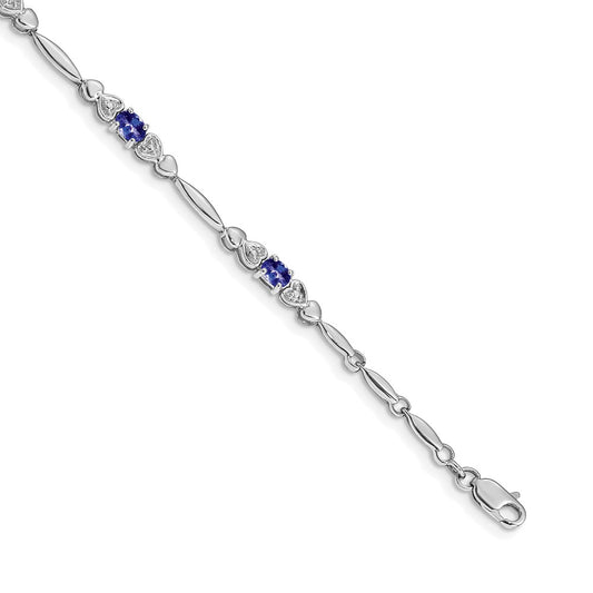 14k White Gold Diamond and Tanzanite Bracelet