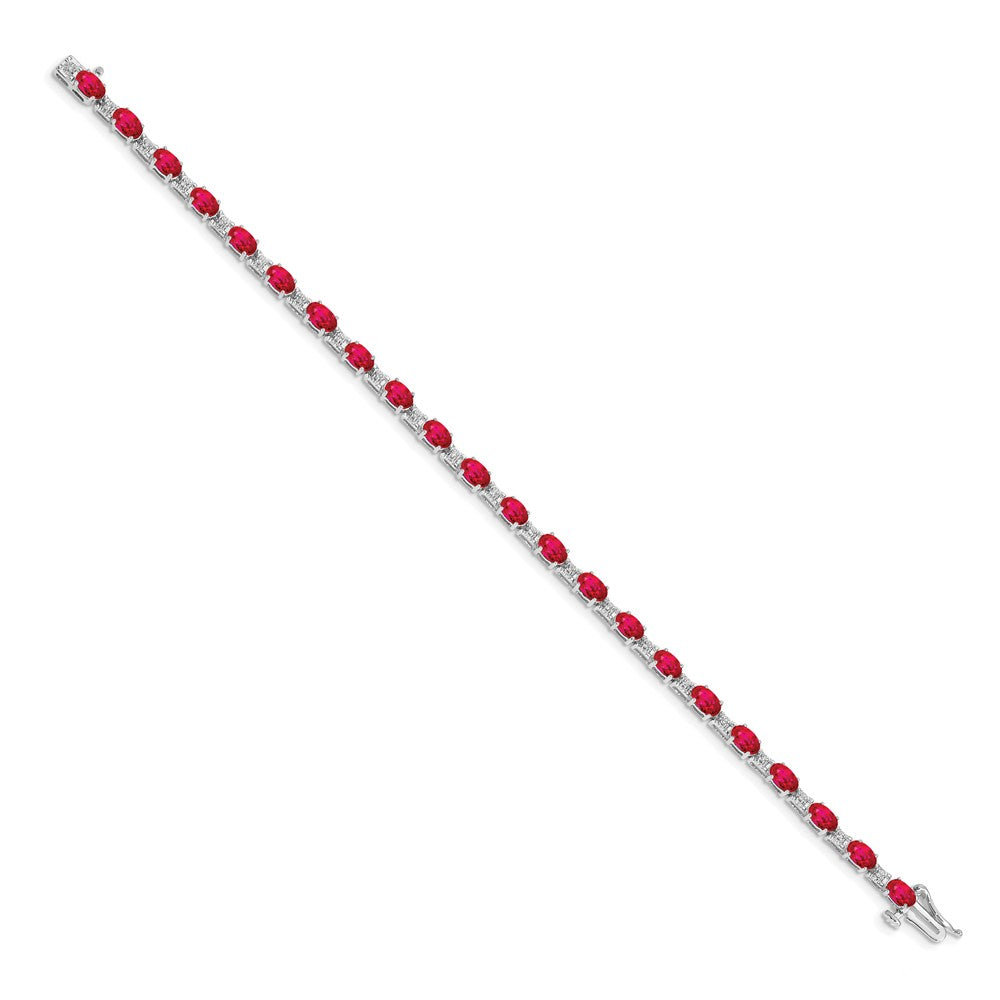14k White Gold Diamond and Ruby Bracelet