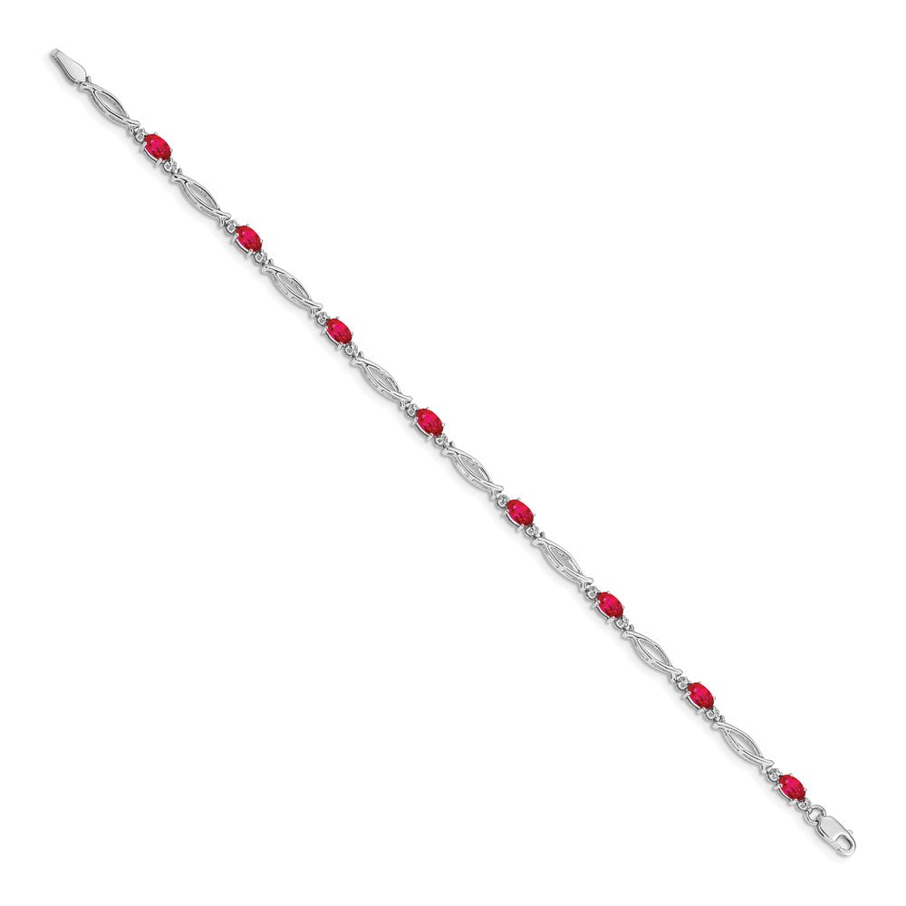 14k White Gold Diamond and Ruby Bracelet