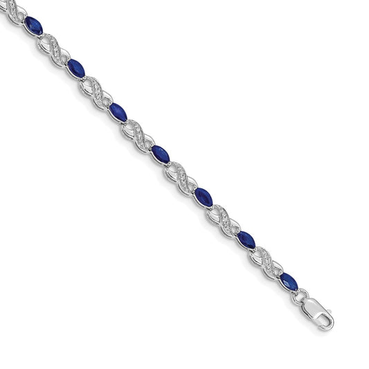14k White Gold Diamond and Sapphire Infinity Bracelet