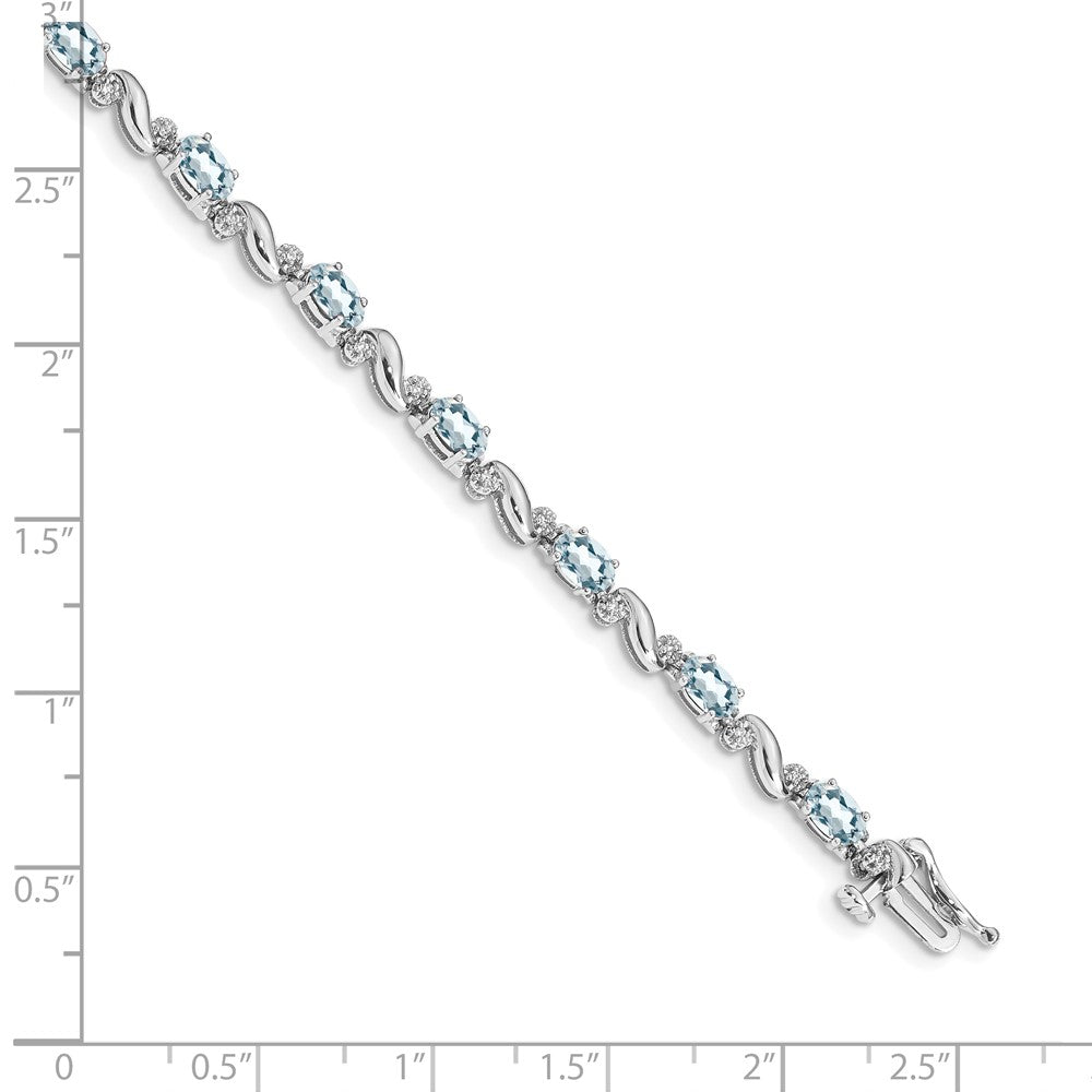 14k White Gold Diamond and Aquamarine Bracelet