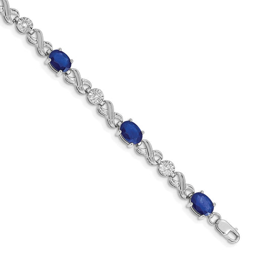 14k White Gold Diamond and Sapphire Infinity Bracelet