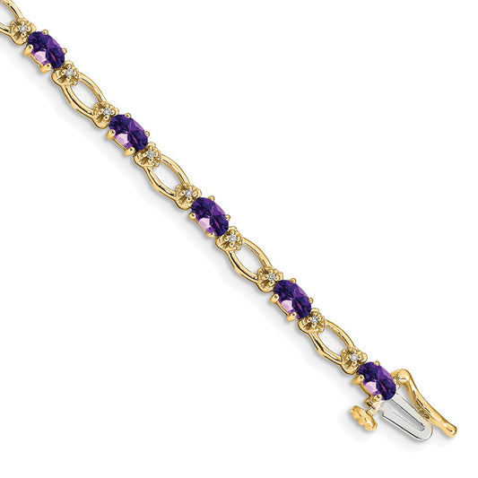14k Diamond and Amethyst Bracelet
