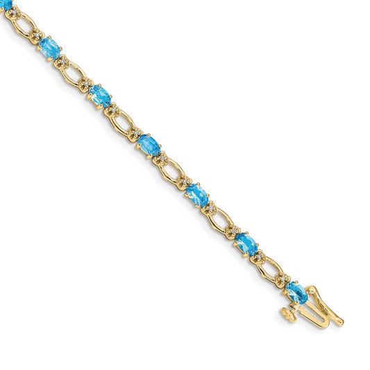 14k Diamond and Blue Topaz Bracelet