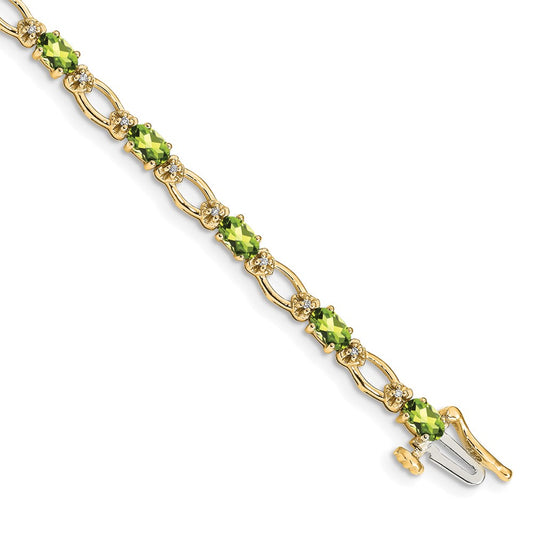 14k Diamond and Peridot Bracelet