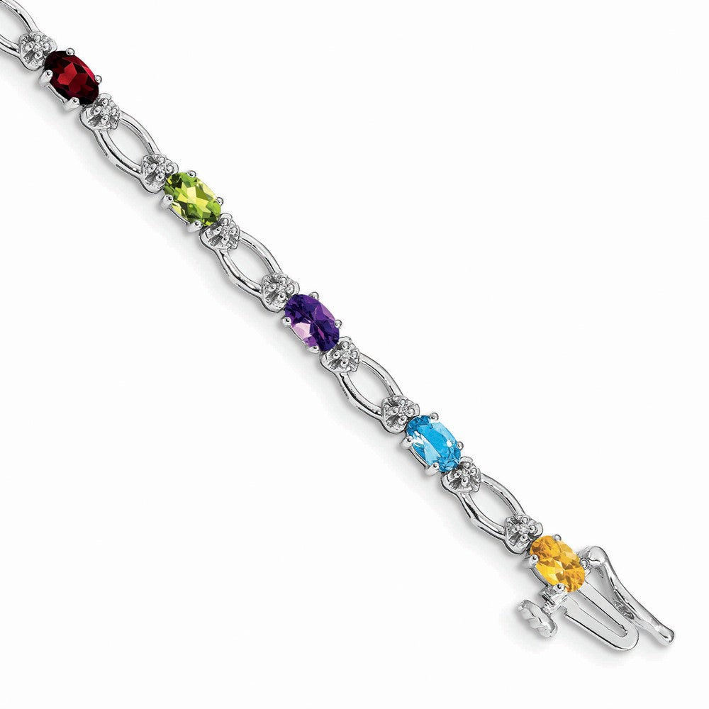 14k White Gold Diamond and Rainbow Bracelet