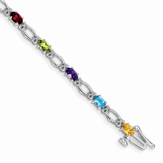 14k White Gold Diamond and Rainbow Bracelet