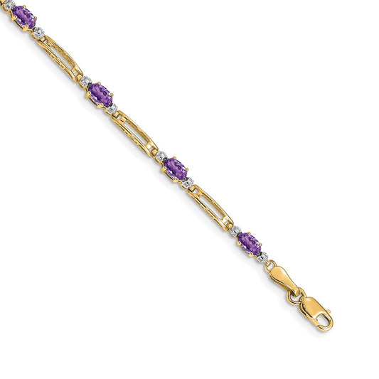 14k Diamond and Amethyst Bracelet