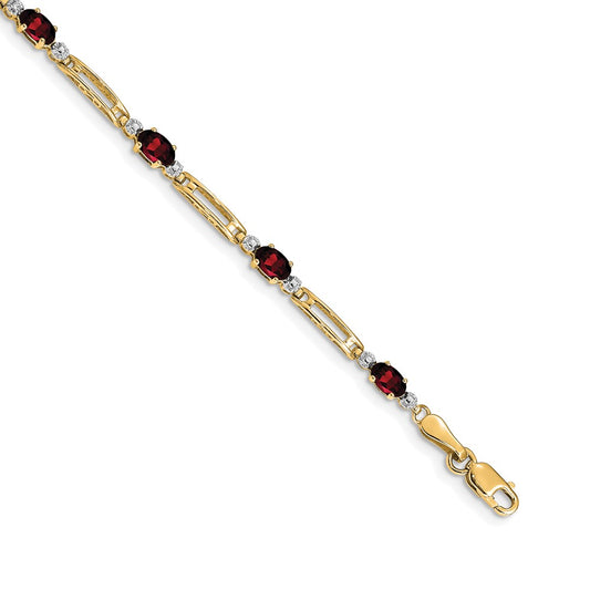 14k Diamond and Garnet Bracelet