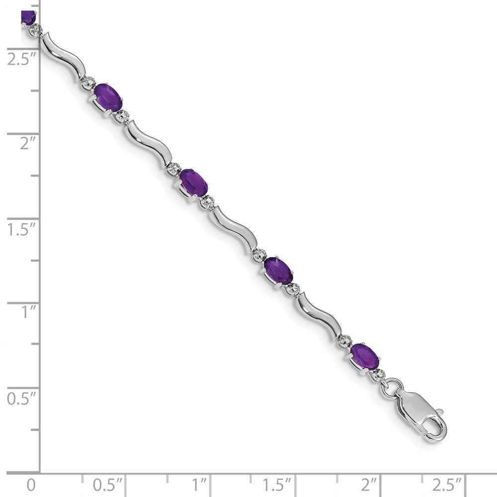 14k White Gold Diamond and Amethyst Bracelet